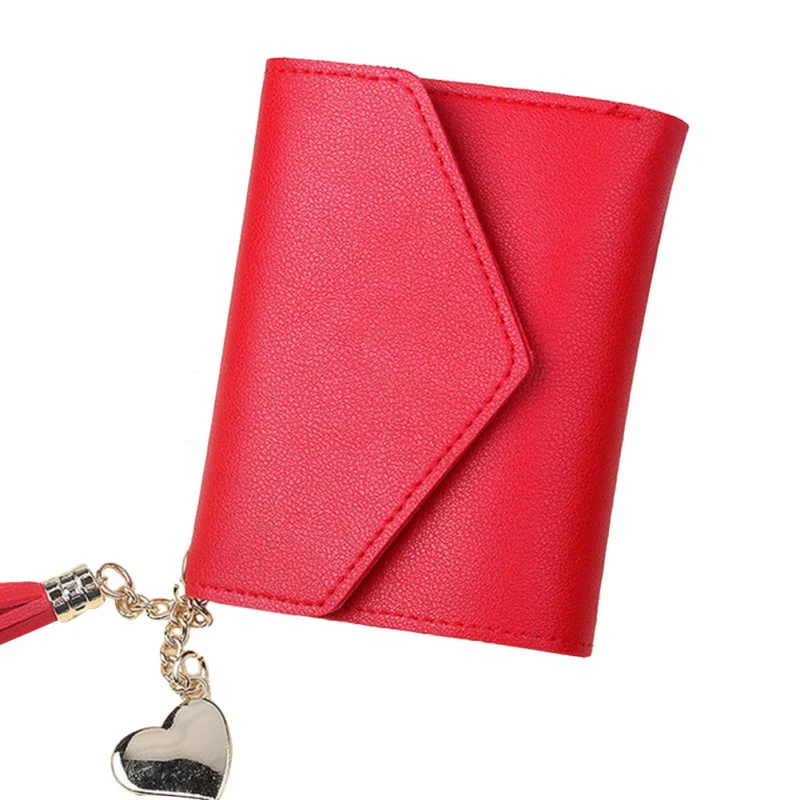Money Clip Fashion Envelope Wallet Tassel Pendant Lychee Pattern Wallet Lock Multi-card Cross Section Square Card Package.w - Цвет: R