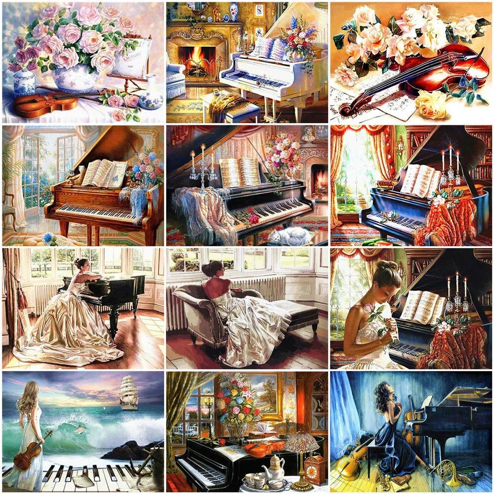 

CraftArtGo Painting By Numbers People and scenery On Canvas HandPainted Gift Picture By Number Waterfall Kits Home Decoration