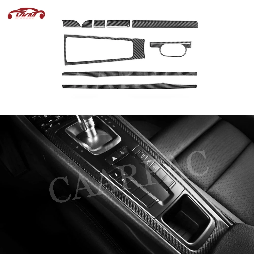 ドライカーボン繊維車のドア内装トリムストリップ中央制御ダッシュボードギアシフトパネルカバーのためのポルシェ718 911 15 Off
