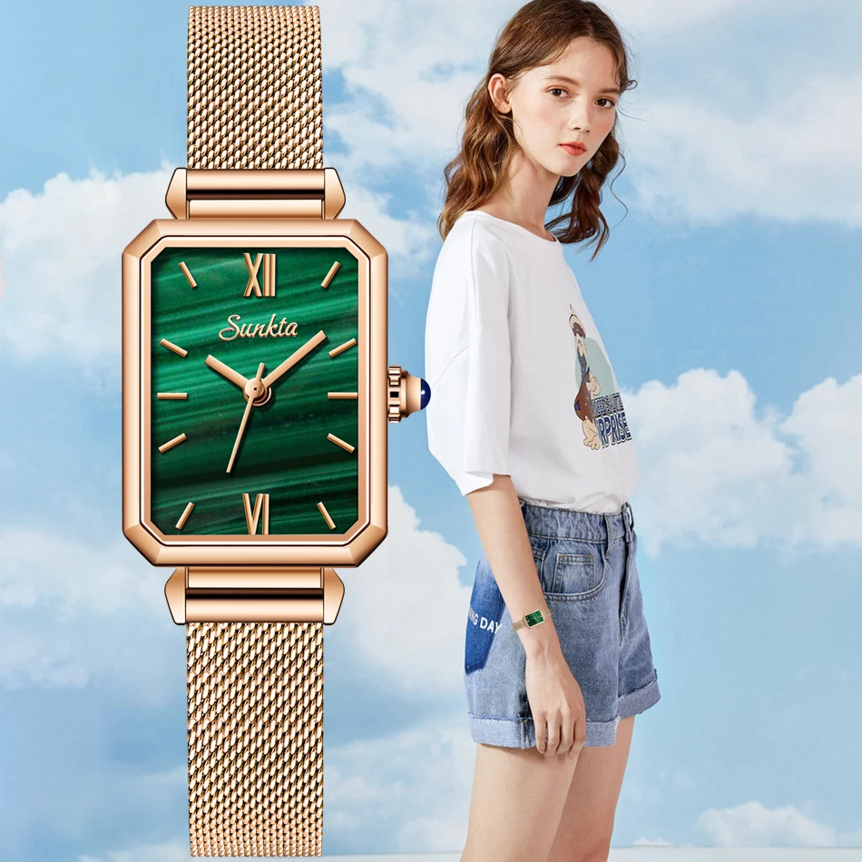 Женские водонепроницаемые аналоговые кварцевые часы из нержавеющей