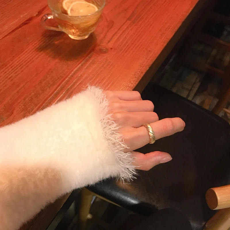 Peri'sBox толстые золотые скрученные кольца матового цвета геометрические кольца для женщин винтажные открытые Регулируемые кольца минималистичные ювелирные изделия