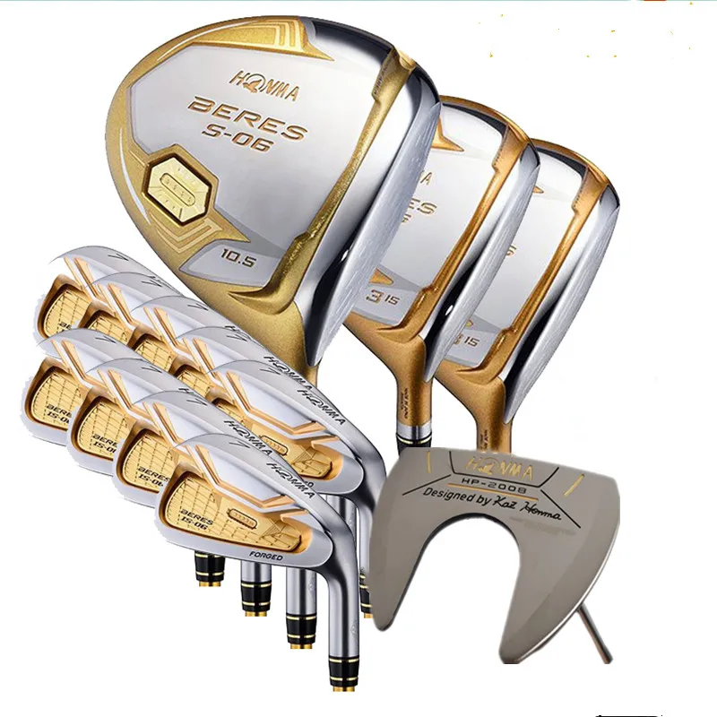 melhor Novo Clube De Golfe Honma S-06 4 Estrelas Clubes Golfe Completo Motorista + Fairway Madeira Ferros Putter Grafite Eixo Saco Capa