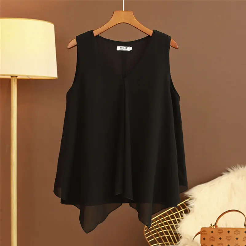 MOYISU Plus Size 5XL Women Chiffon Blouse 2022 New Summer sleeveless Loose Tops Large size Casual Female Shirts Camisas de mujer