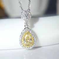 big bling yellow zircon stone silver color pendant long chain statement necklace for women choker fashion jewelry 2021