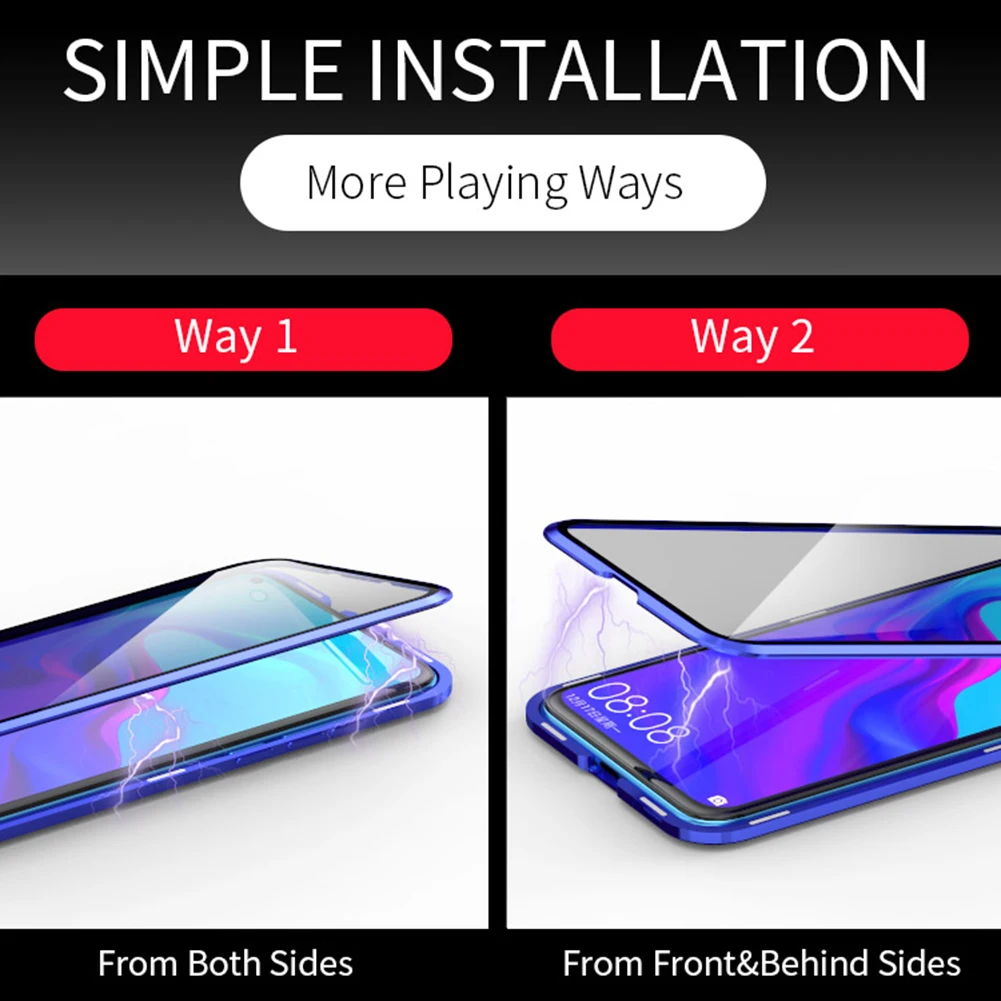 Магнитный металлический защитный чехол для телефона стеклянный Huawei Mate 20 Pro 10 |
