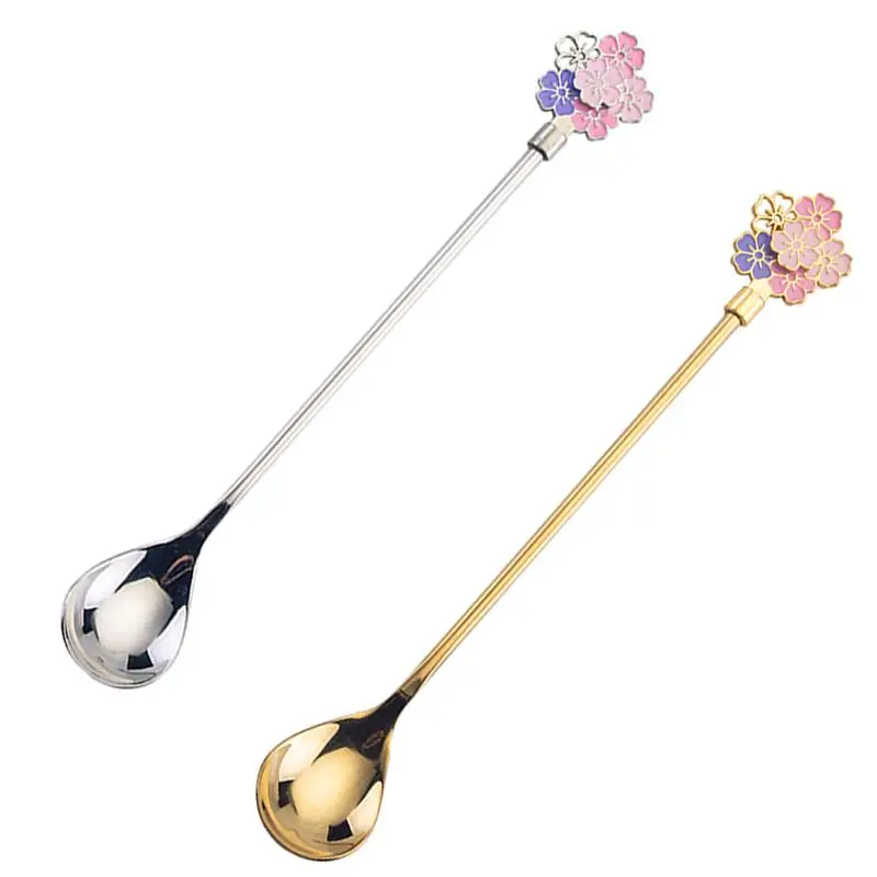 

Sakura Stainless Steel Spoon Coffee Spoon Small Round Dessert Spoon Mixing Spoon Seasoning Mug Spoon Coffeeware For Home Cafe