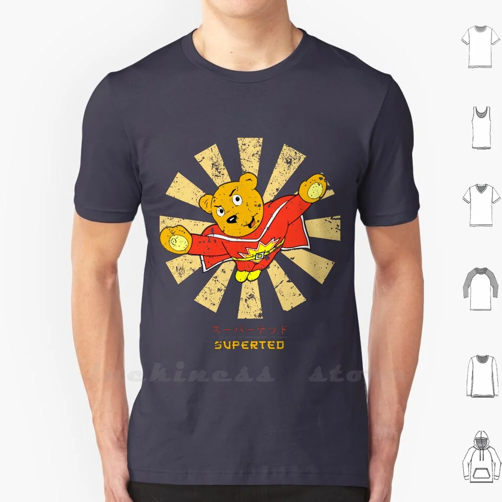 

Superted Retro Japanese T Shirt Cotton Super Ted Teddy Hero Cape Red Orange British Kids Tv Cartoon Welsh 80S Bear Classic