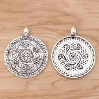 2 pieces tibetan silver large boho medallion round charms pendants for necklace jewellery making findings 60x60mm