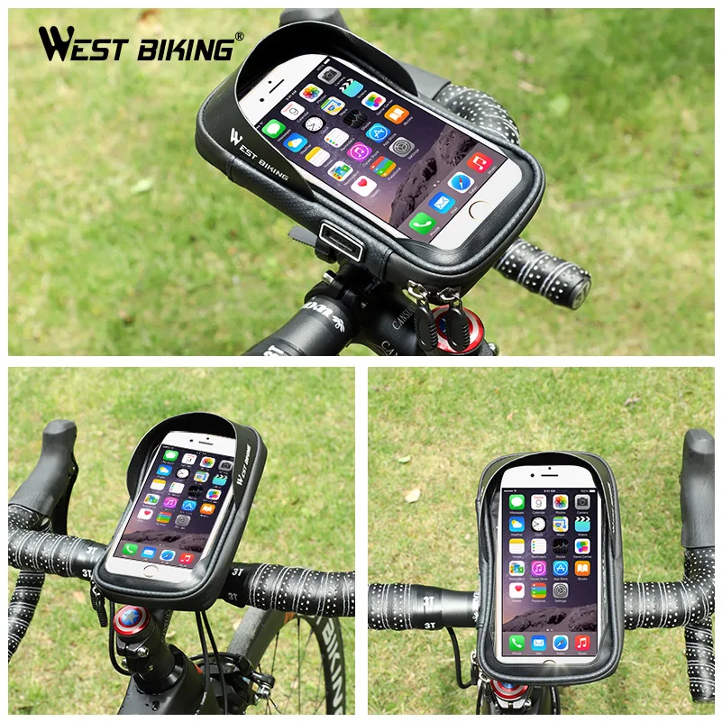 

WEST BIKING Bike Bag Waterproof Phone Case Handlebar Storage Package Touch Screen 6.0 inch Phone Holder Cycling MTB Bicycle Bags