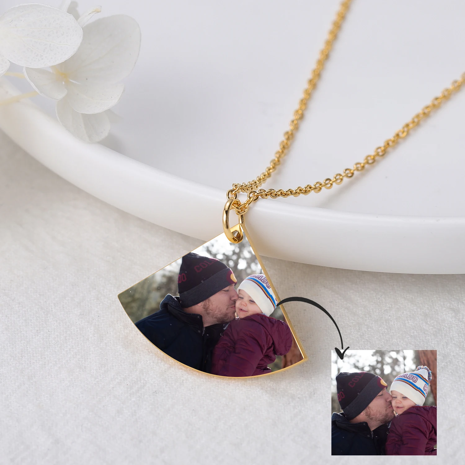 

MYDIY Personalized Photo Necklace Pendant Stainless Steel Photo Jewelry Custom Family Memorial Gift Family Portrait Photo