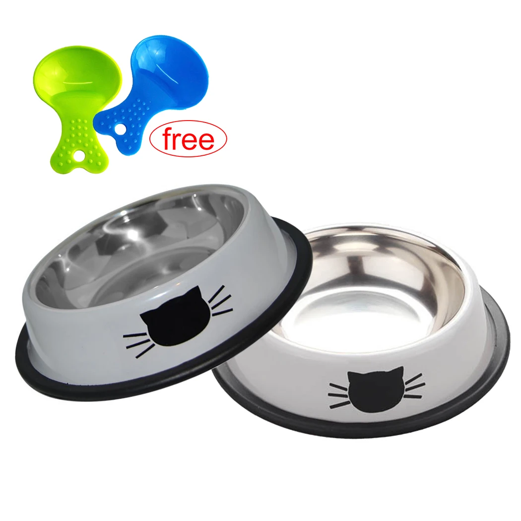 2 шт. миска для домашних животных из нержавеющей стали корма собак кошек водная