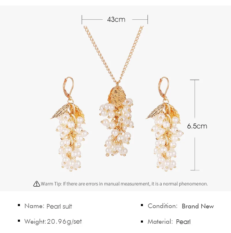 

Sailing Rain Female Freshwater Pearl Necklace Earring Women Girl Fruit Grape Pendant Necklace Couple Party Jewelry set Gift