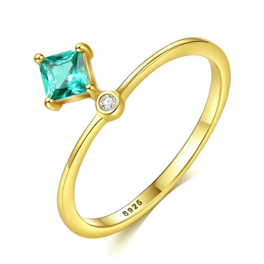 DR 925 пробы серебряные обручальные кольца для женщин 4 мм* 4 мм квадратный изумруд драгоценный камень обещание обручальное кольцо Anel Feminino алмаз - Цвет камня: color 12