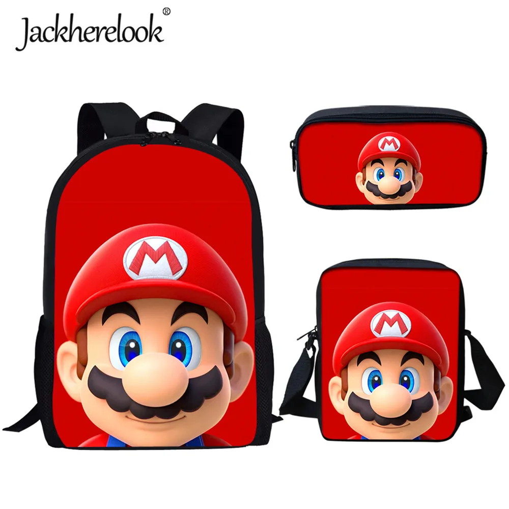 Jackherelook 3 шт./компл. рюкзак школьный рюкзак для девочек-подростков мальчиков красный милый мультяшный дизайн аниме детские сумки для книг шко...