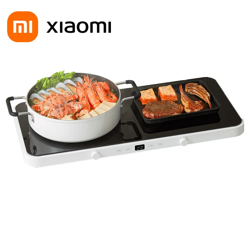

Двойная индукционная плита Xiaomi Mijia с управлением через приложение, 2200 Вт, высокомощный внешний датчик температуры, регулировка уровня огня ...