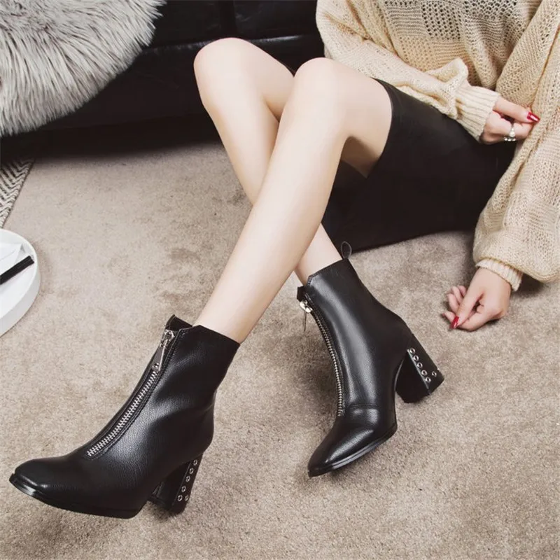 Новые ботинки martin женские Уникальные на молнии спереди с квадратным носком