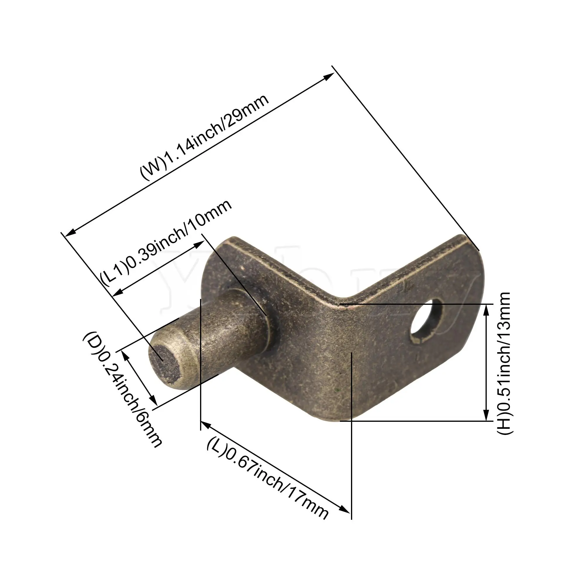 

50 x Metal Door Support Peg Bracket L-Type 6x10mm with Hole for Cabinet