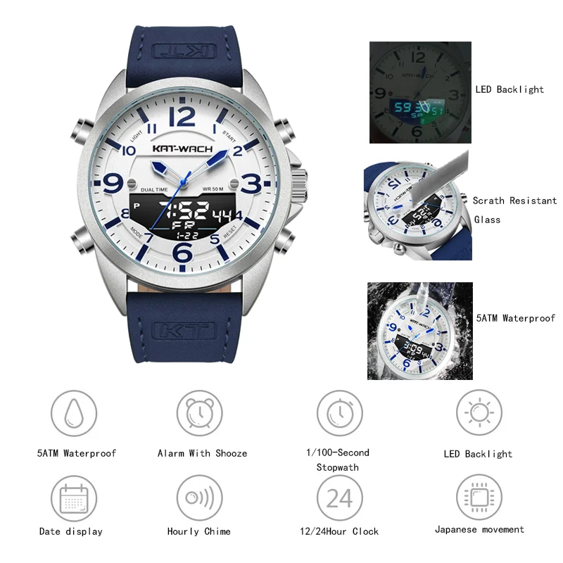 

KT1818 Leather Watches 2021 New Men's Casual Sports Watch, Top Luxury Brand Men's Watch, Waterproof Luminous Stainless Steel Men