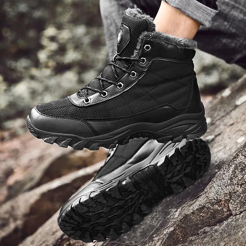 Зимние мужские ботильоны теплые зимние ботинки из толстого плюша уличные
