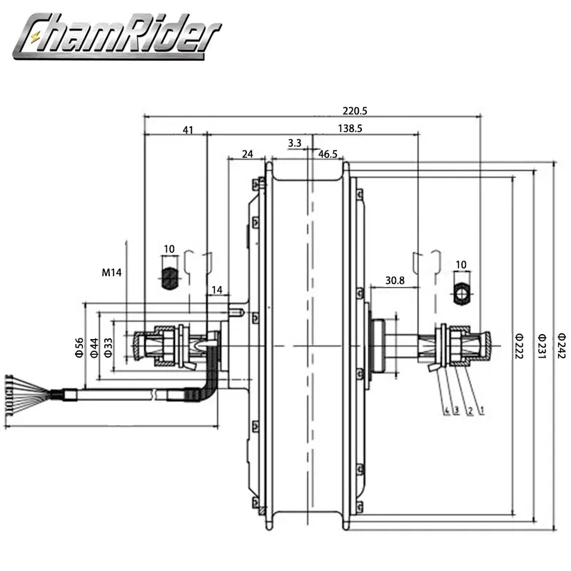 Высокоскоростной бесщеточный мотор ступица 60 В 72 в 3000 Вт для электровелосипеда