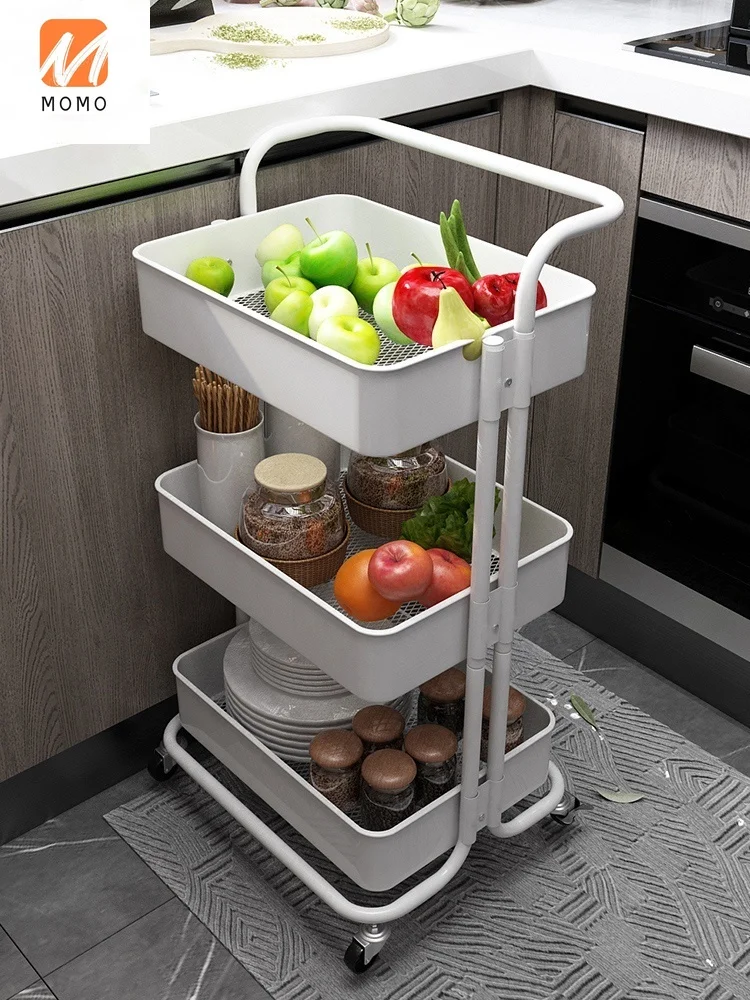 

Kitchen Shelf Floor Multi-Layer Storage Rack Removable Trolley Vegetable Basket Storage Rack