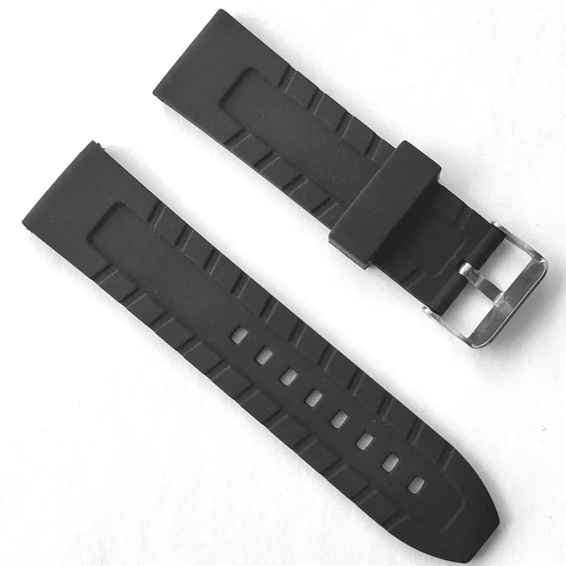 24mm Stripe Silicone Rubber Watch Band Hard Duty Silicon Durable Strap for Fashion Casual Sports Diver Watches | Наручные часы