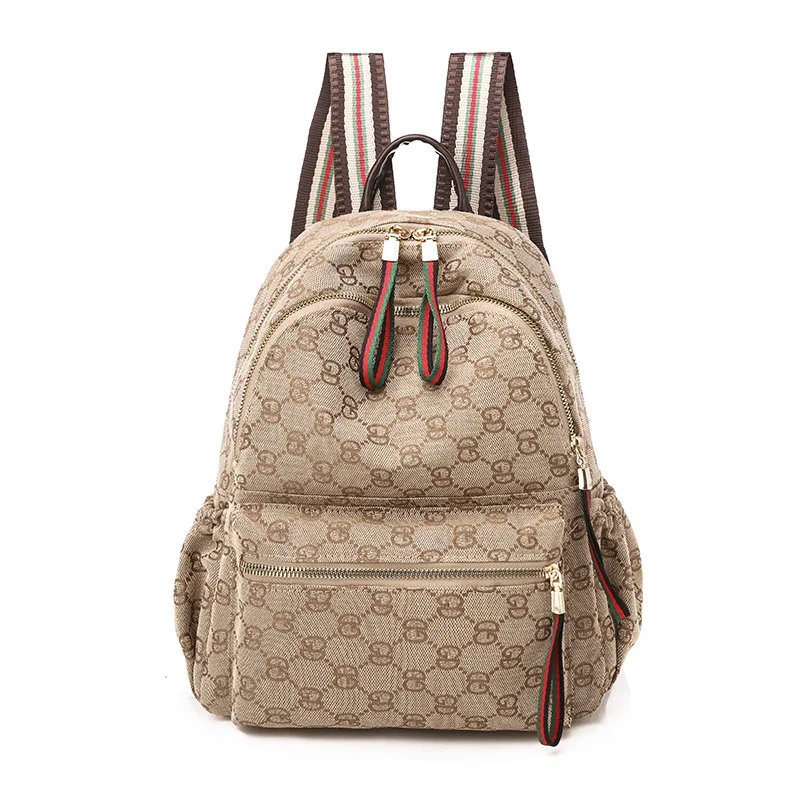 

2021 hot style retro printed Oxford cloth women's backpack outdoor backpack large capacity simple canvas soft ladies bag