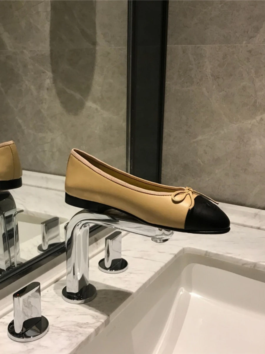 

Ballet Shoes 2021 Early Spring New Color Bow Women's Single Shoes C Flat Shoes Round Toe Shallow Mouth Color Matching Home