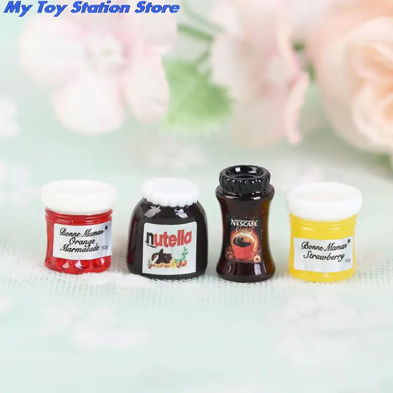 

1/2/4pcs Miniatures 1:12 Salad Jam Dollhouse Mini Food Drinks Bottles Model Dolls Kitchen Accessories Pretend Play Toy Gifts