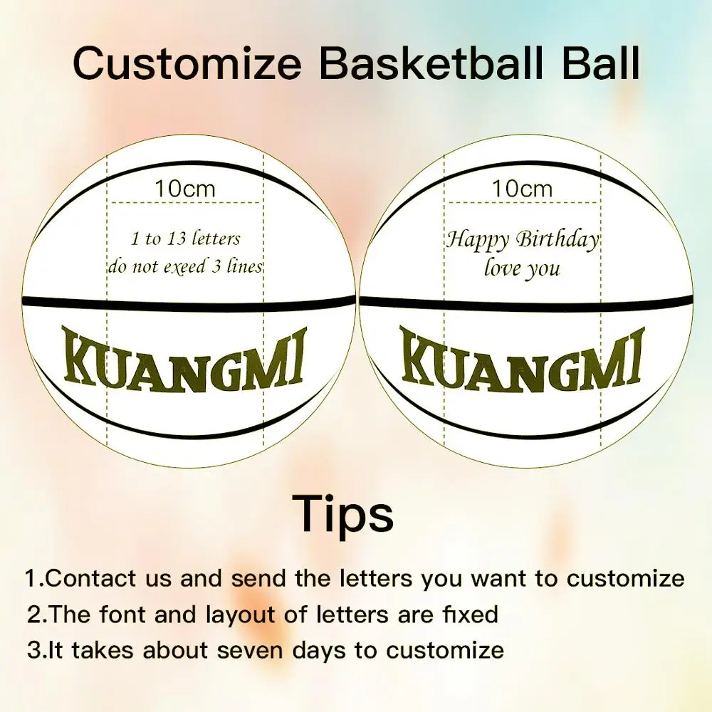 Kuangmi Basketball Ball Size 7 Customized Engrave Name Laser Lettering Birthday Love Gift Anniversary Present Valentine's Day