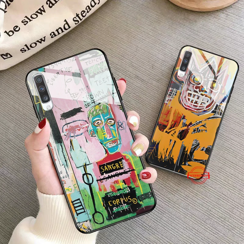 

Artist Jean Michel Basquiat Glass Case for Samsung S7 Edge S8 S9 S10 Plus A10 A20 A30 A40 A50 A60 A70 Note 8 9 10