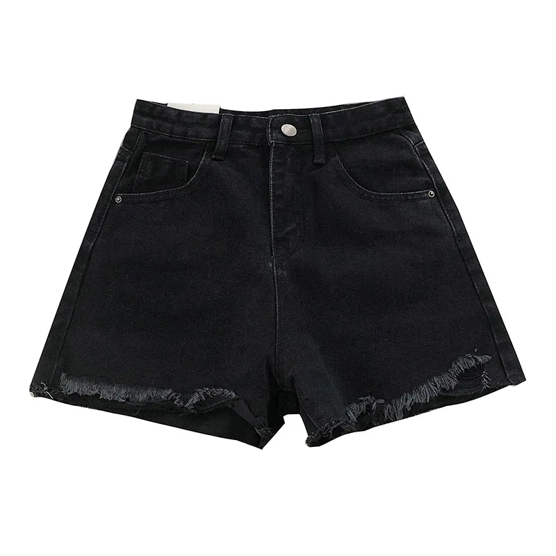 

Irregular Personality Raw Hem Ripped Jeans Early Spring New Korean Style Versatile High Waist A- line Wide Leg Shorts