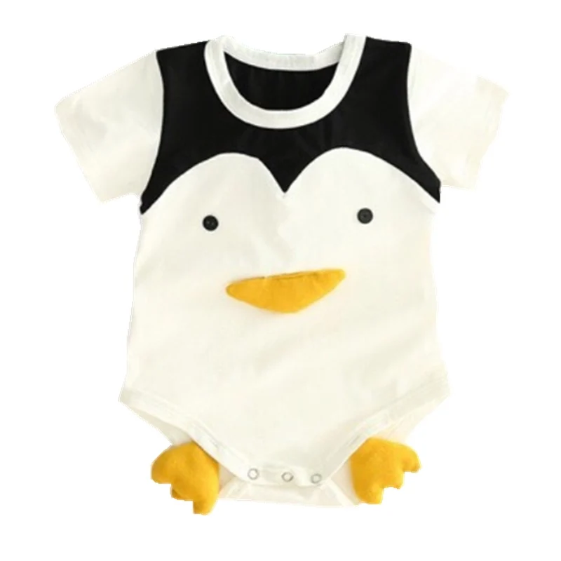 

Baby Clothes For Unisex Onesies Cotton Romper Lovely Cartoon Penguin White Jumpsuit Summer Short Outfit For Infant Boys Girls