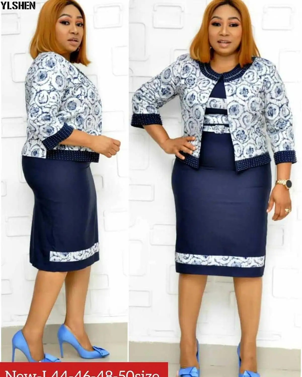 Африканские платья для женщин комплект из 2 предметов Дашики с бусинами высокое