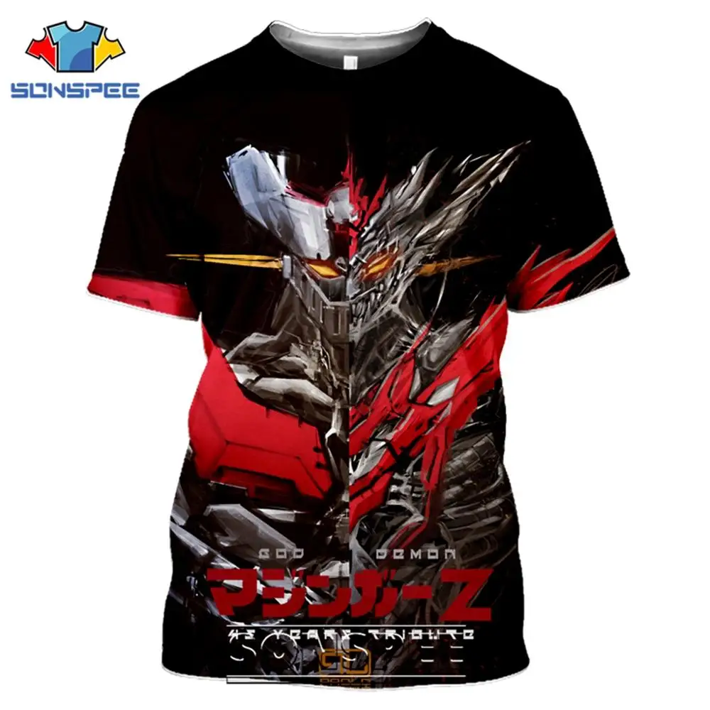 Футболка мужская SONSPEE с 3D принтом Японская уличная Повседневная рубашка Mazinger Z в