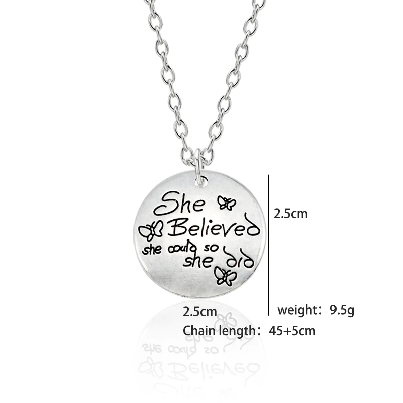 

Fashionable Simple Temperament Female Necklace Round Carved Black Letter Pendant Alloy Personality Men And Women Jewelry Gift