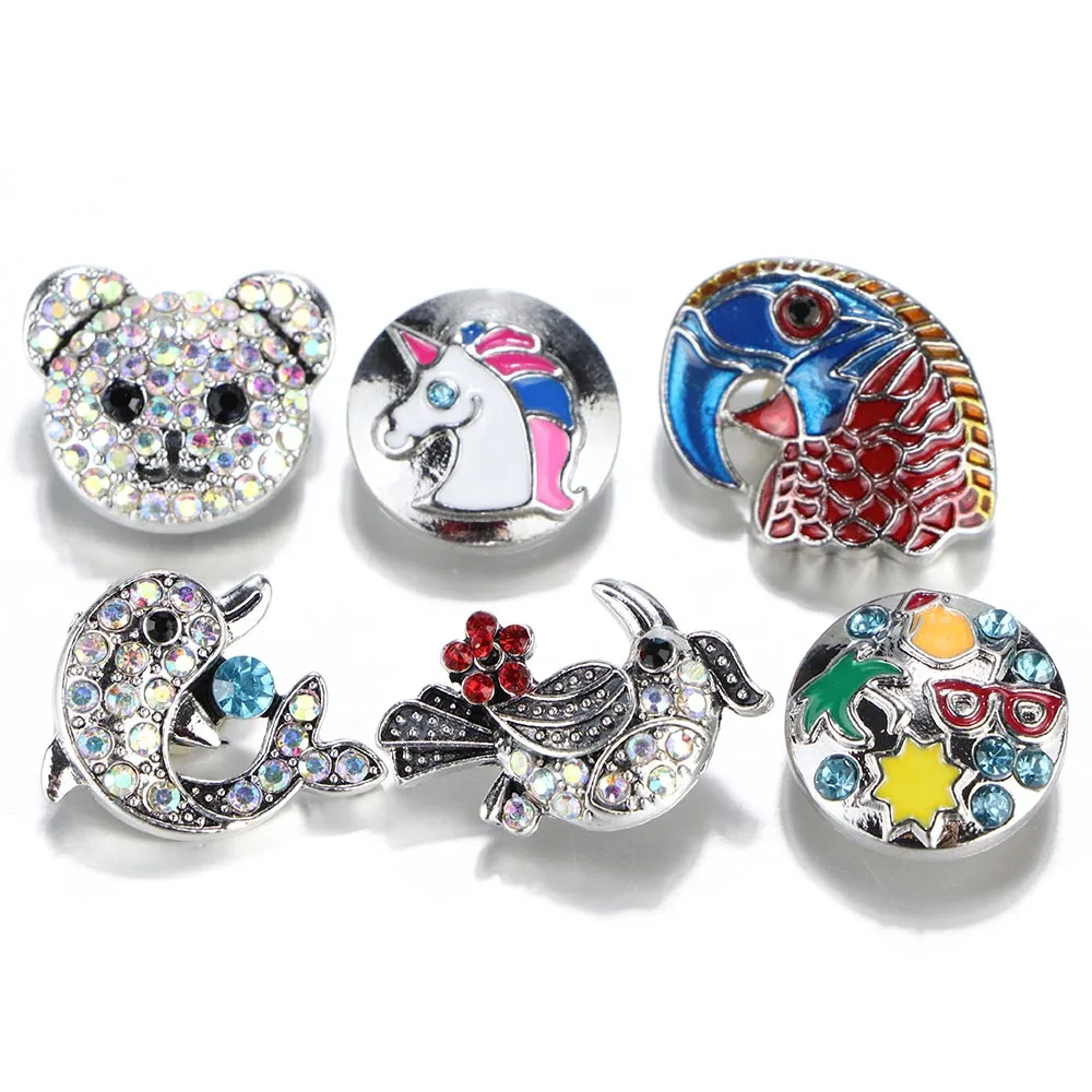 

10 шт./лот Новые 18 мм заклепки ювелирные изделия ЛОШАДЬ птица КИТ металлические 18 мм заклепки кнопки подходят рождественские заклепки брасле...