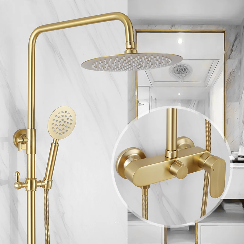 Скандинавский набор для душа ванной комнаты Роскошный Матовый Золотой смеситель