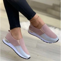 2021 summer womens sports shoes ladies single shoes thick soled round toe flat bottom color matching large size loafers women