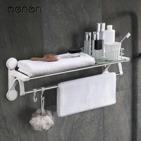 menen punch free stainless steel suction cup toilet nail free plastic towel rack double pole double layer bathroom lf68005