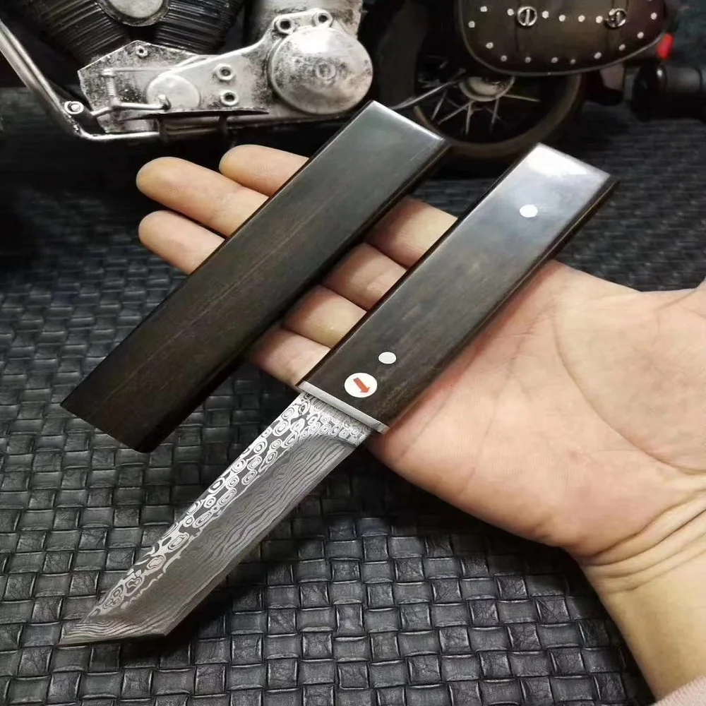 

D2 стальной японский тактический нож ручка из черного дерева 60hrc острый походный охотничий нож (самурайский меч) прямой нож с фиксированным к...