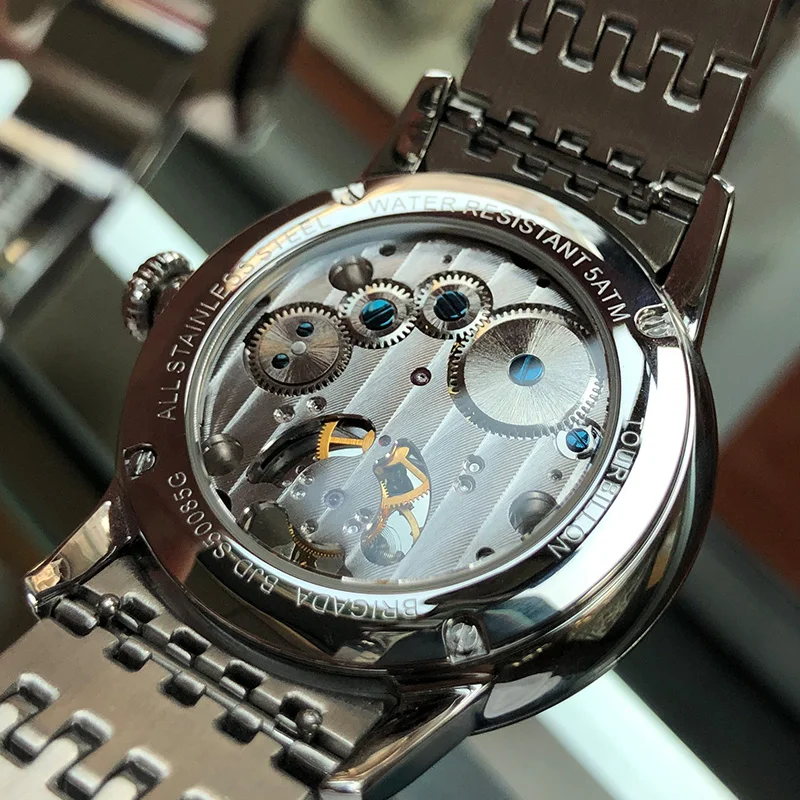 Лидирующий бренд Роскошные мужские часы Tourbillon Мужские сапфировые 3D изогнутое