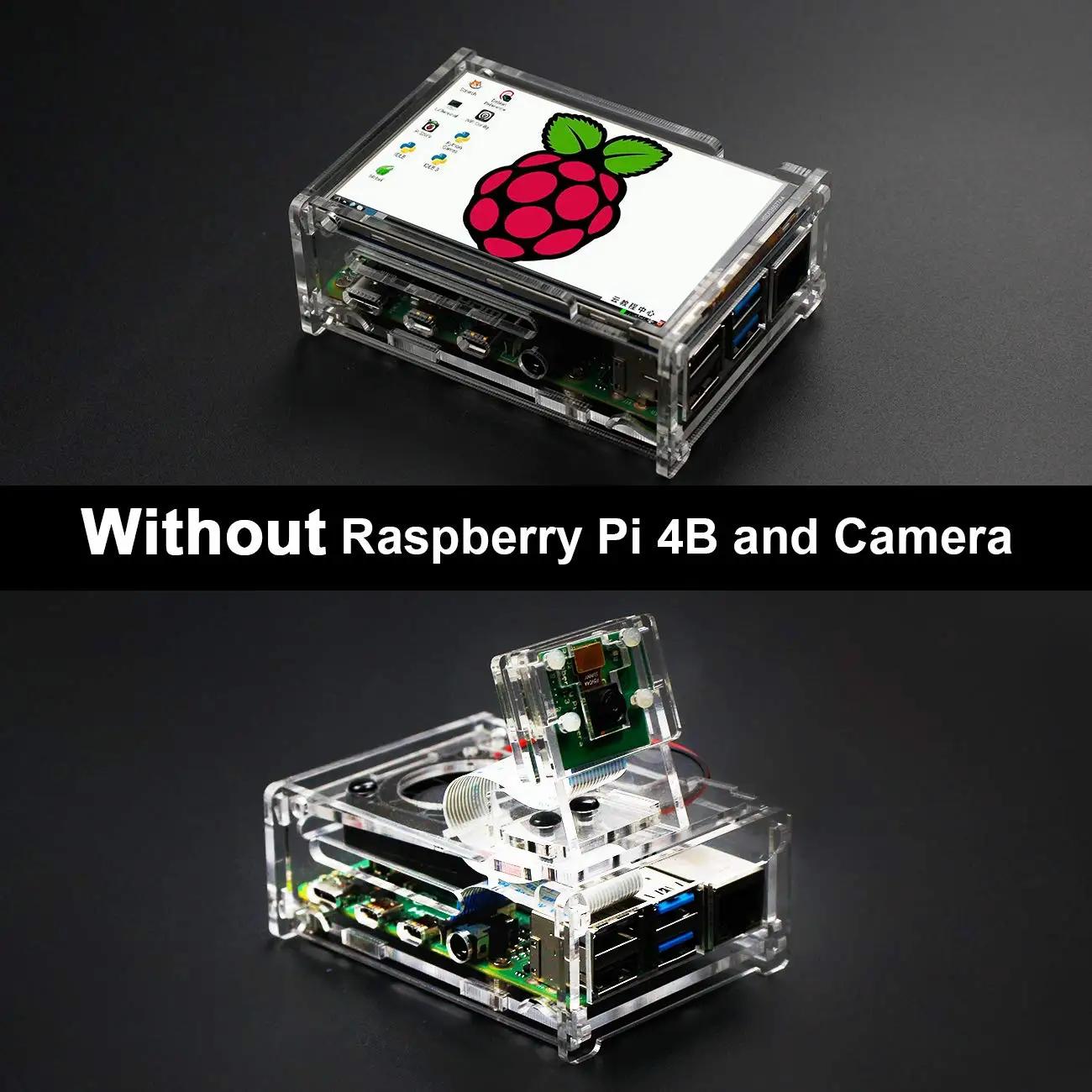 Акриловый чехол и для камеры Raspberry Pi 4B радиатор охлаждающий вентилятор адаптер