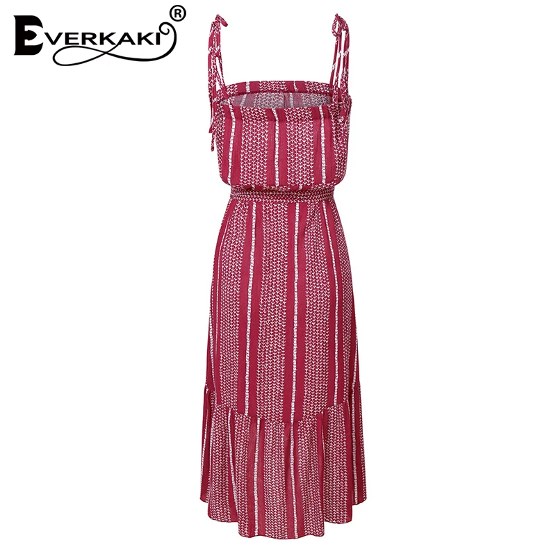 

Everkaki Boho Print Dress Women Long Dress Summer Vestidos Sashes Casual Ladies Gypsy Maxi Slip Dresses Female 2020 Spring New