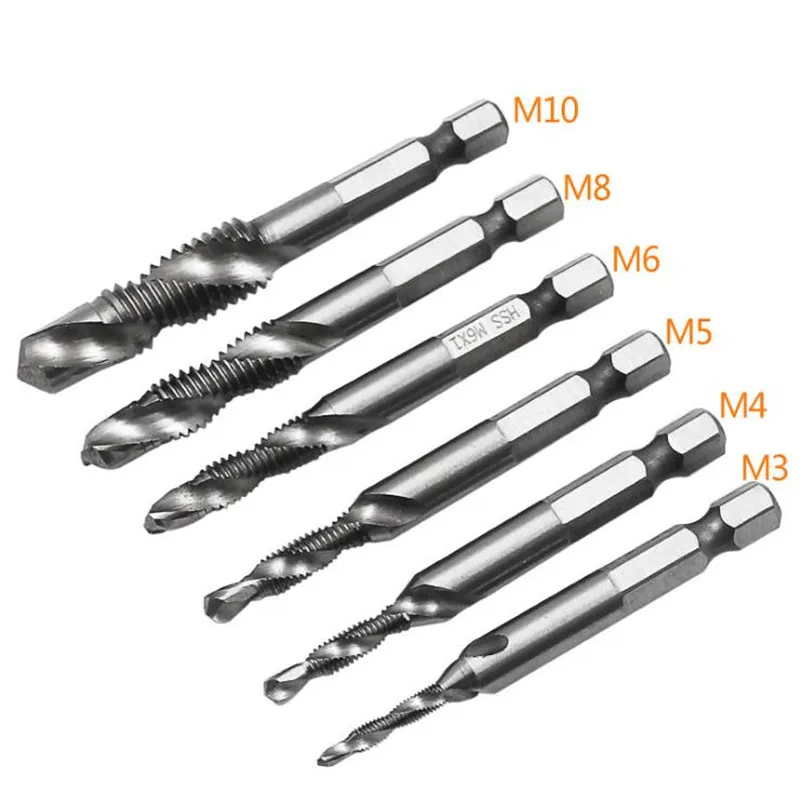 Сверла M3/M4/M5/M6/M8/M10 сверла из стали HSS с шестигранным хвостовиком 1/4 дюйма 1 шт. |