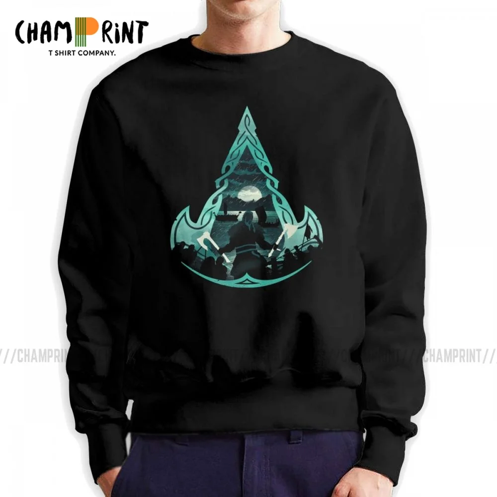 

Vikings Sailing Mission Classic Men's Sweatshirt Japanese Ukiyo Leisure Cotton Crewneck Pullovers Unique Hoodie Clothing