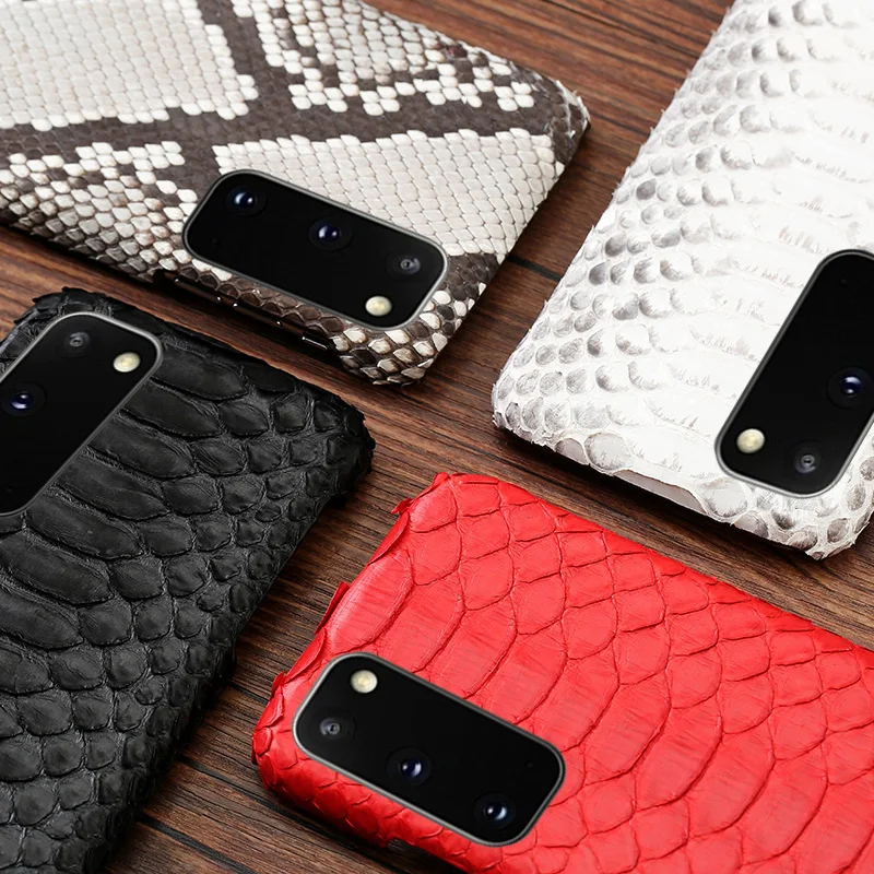 

Leather Phone Case For Samsung Galaxy S20 Ultra S7 S8 S9 S10 Lite S10e Note 8 9 10 20 Plus A50 A70 A51 A71 Natural Python Skin
