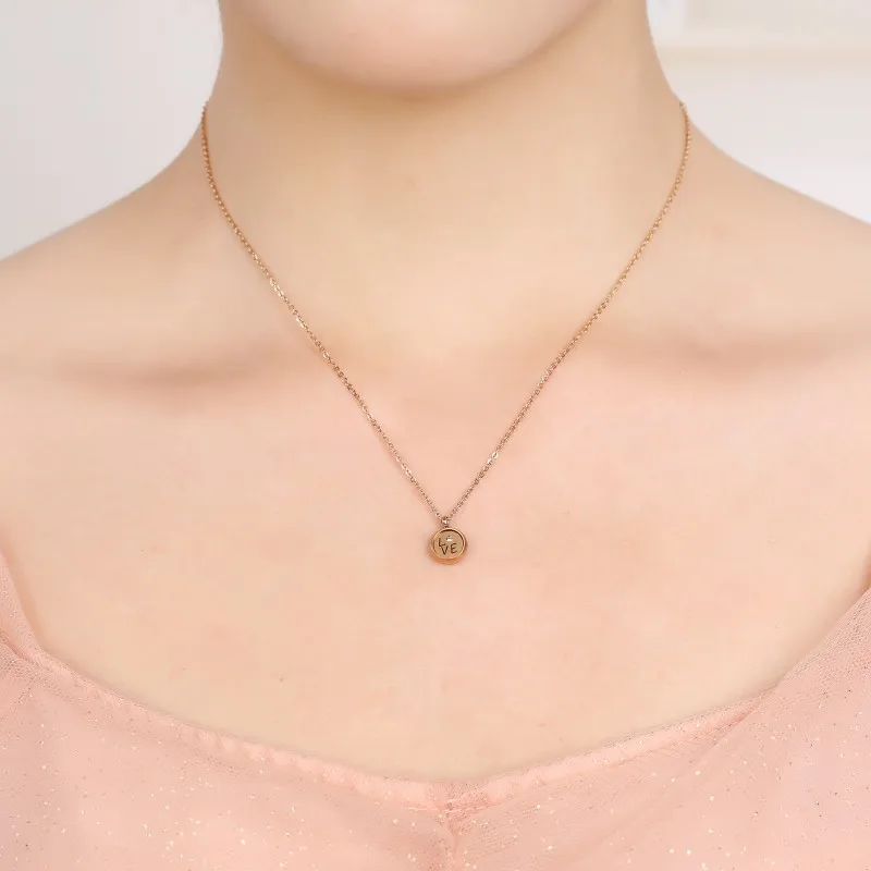 Elegant Love Pendant Necklace Stainless Steel Letters Gift for Women Lover Crystal Zircon Engagement Jewelry Anniversary чокер |