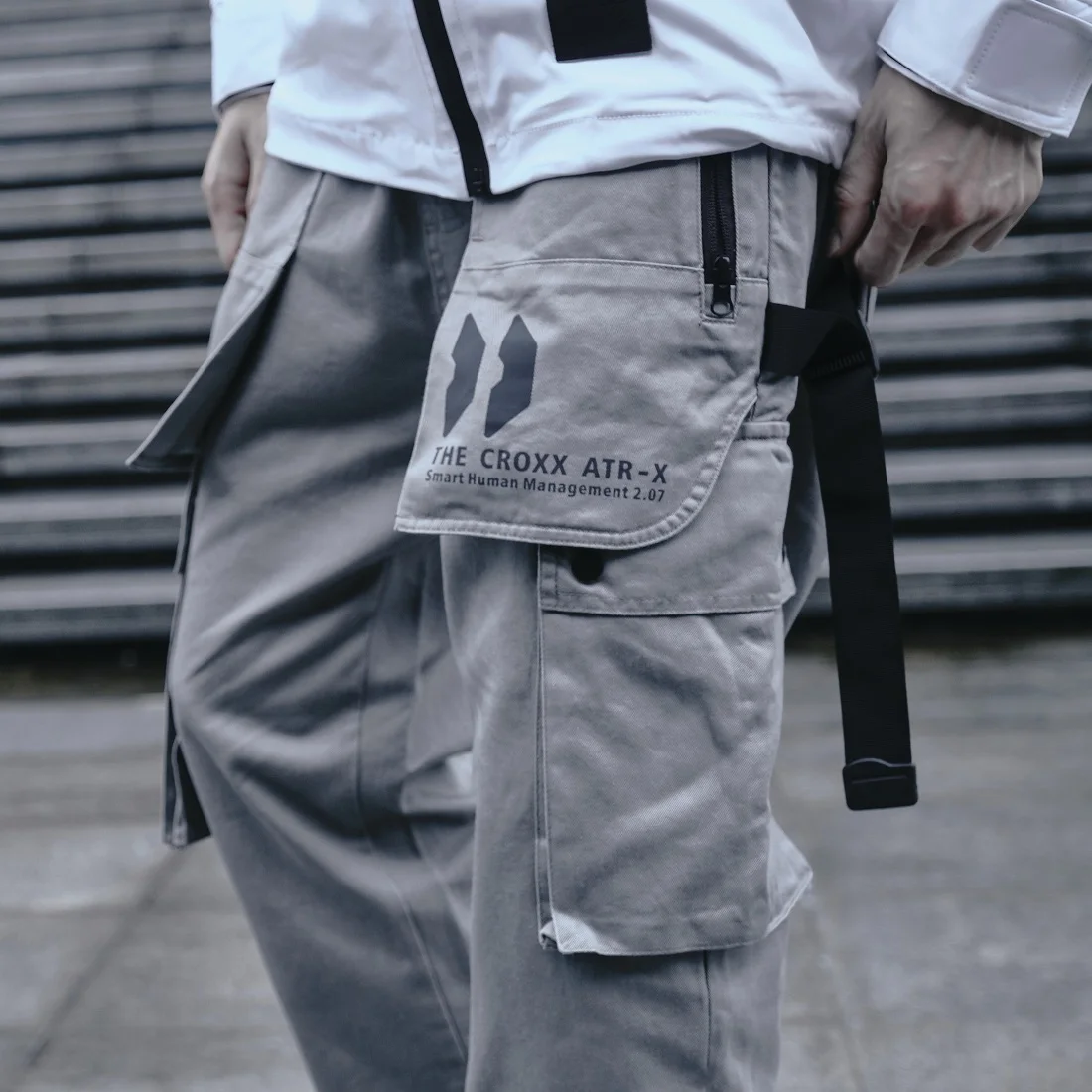 2020 Ленты Брюки карго Мужская Черная уличная одежда с карманом Harajuku Techwear брюки