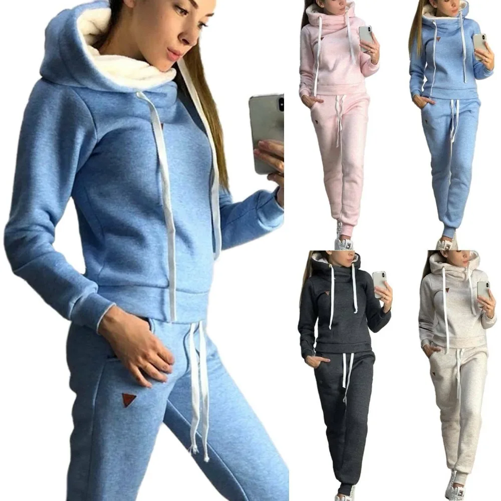 Зимний теплый комплект из 2 предметов Женский одежды Толстовки и брюк